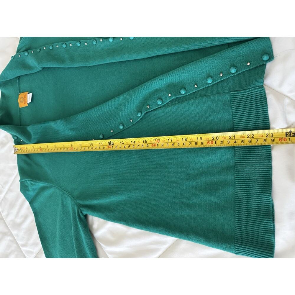 Ruby Rd Womens Size Xl Green Open Front Beaded Kn… - image 7